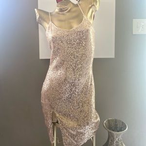 Gold Sequin Stretch Mini Dress
